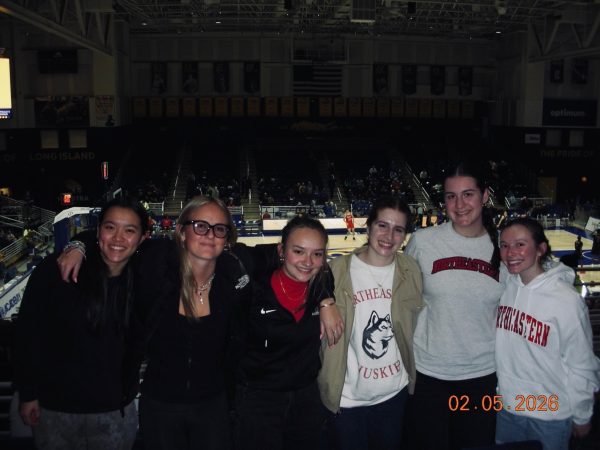Angelina Lin, Tate Renaudin, Melia Chao, Natalie Smith, Sophia Pagliaro and Sophie Webb in the David S. Mack Sports and Exhibition Complex at Hofstra University