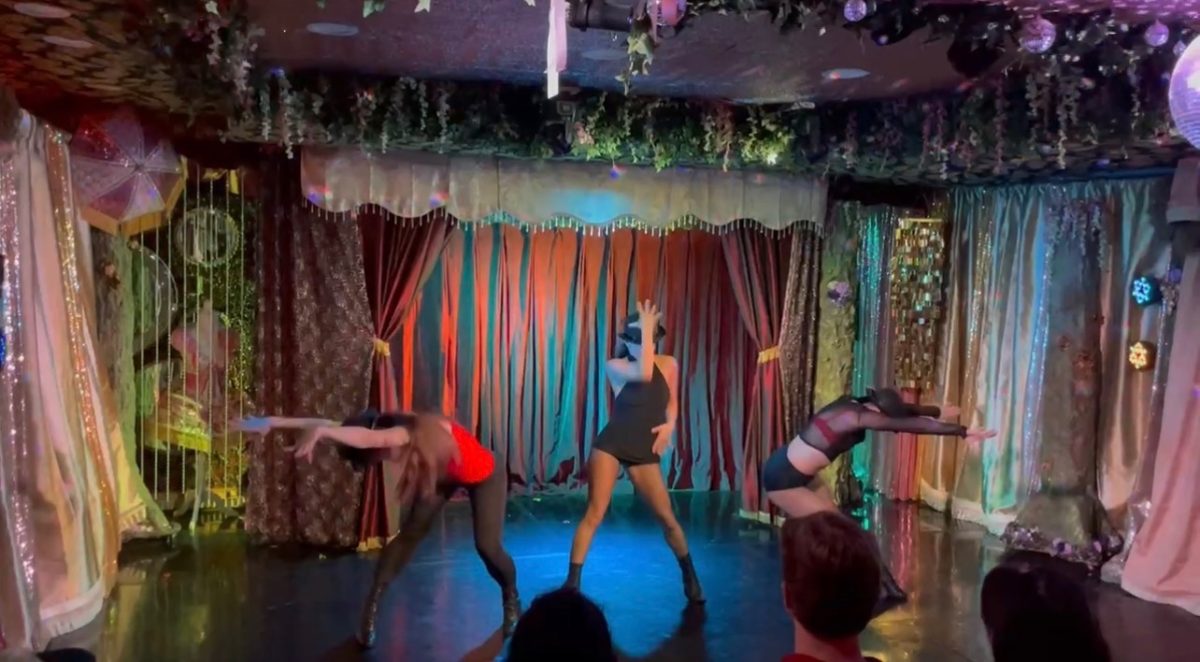 Mallory Dobbs, Carmen Gemellaro and Harley V. Fleschner perform at The Jewel Box.